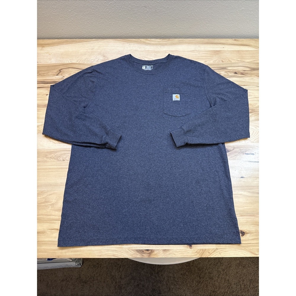Carhartt K126 Gray Original Loose Fit Long Sleeve Pocket T-Shirt Size XL Tall